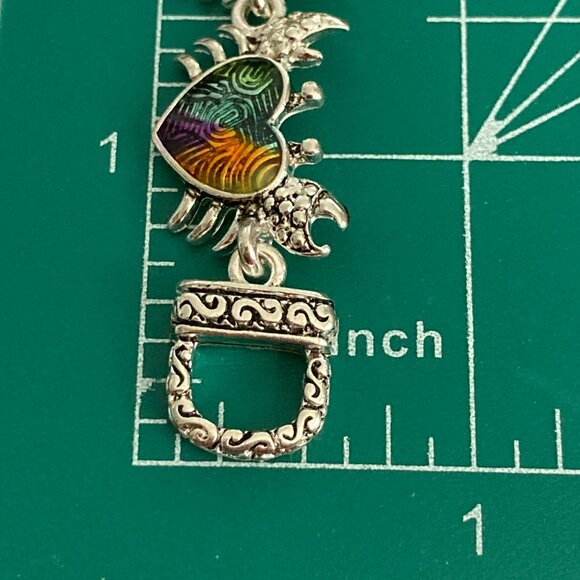 Silver Sea Life Crab Charm Bracelet Beach Multicolor Magnetic 7.75" Plated - Picture 12 of 13